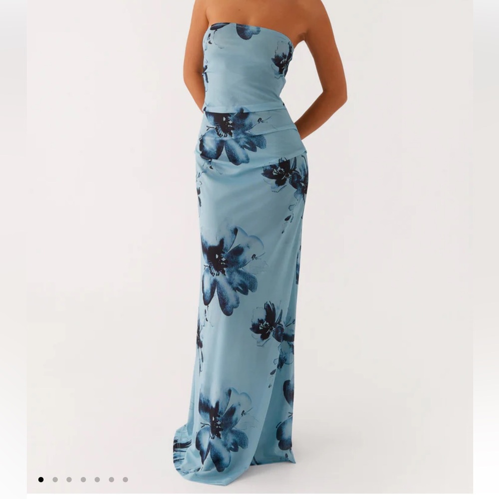 Peppermayo Strapless Dress in Blue Floral